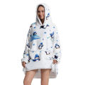 adult oversized home wearable warm fleece blanket hoodie